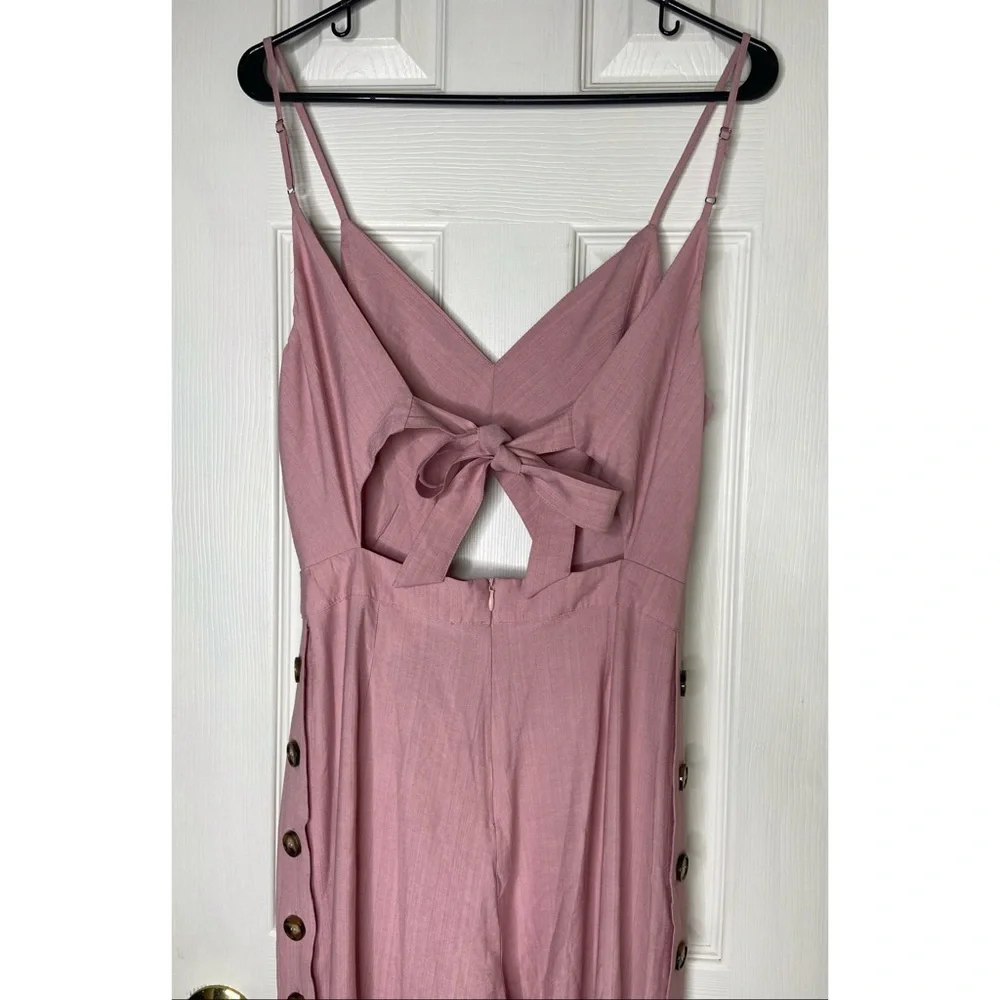 Lulu’s Imagine That Mauve Pink Tie-Back Cutout Culotte Jumpsuit Size Medium - Picture 5 of 7